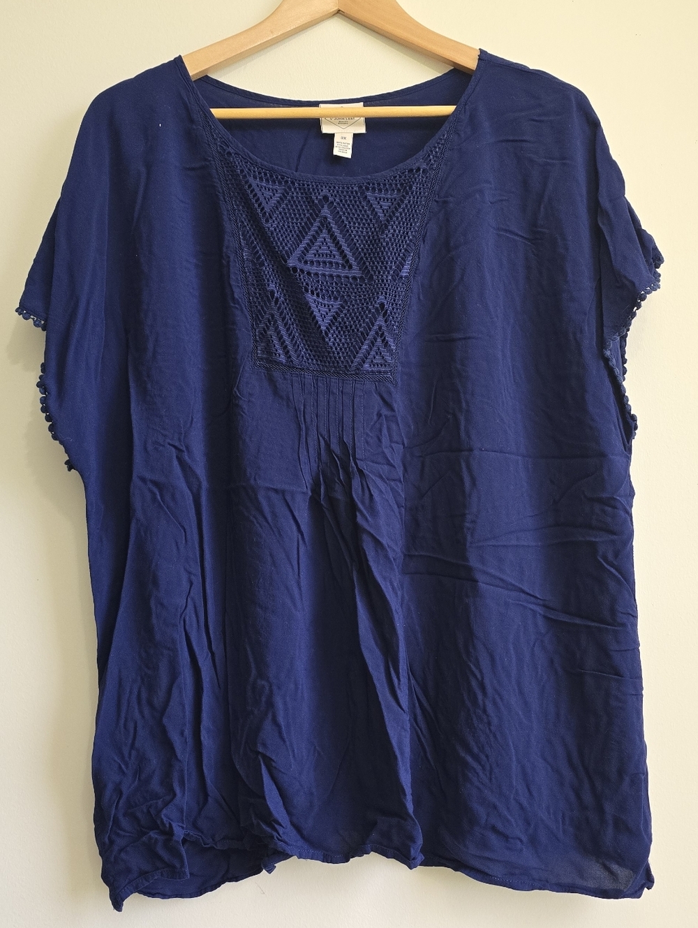 St. John's Bay Blue Crochet Yoke Blouse Size 3XL - Picture 2 of 6